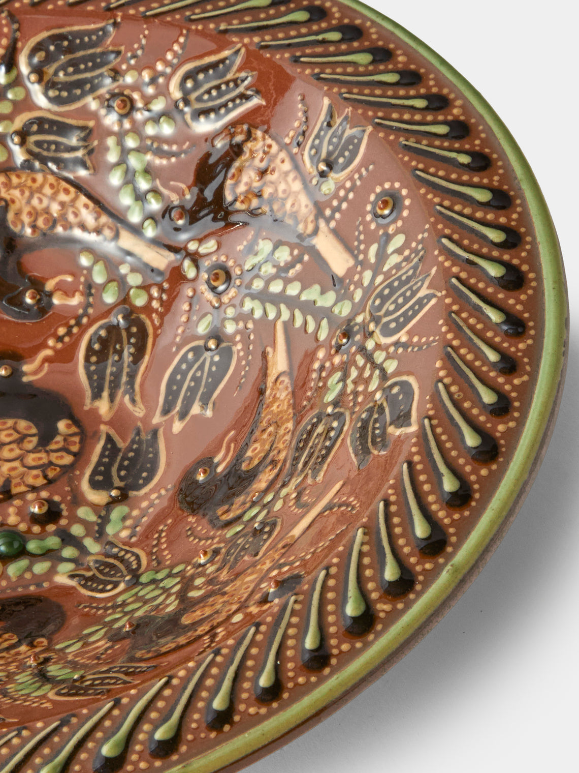Poterie d’Évires - Birds Hand-Painted Ceramic Small Serving Bowl - Light Brown - ABASK