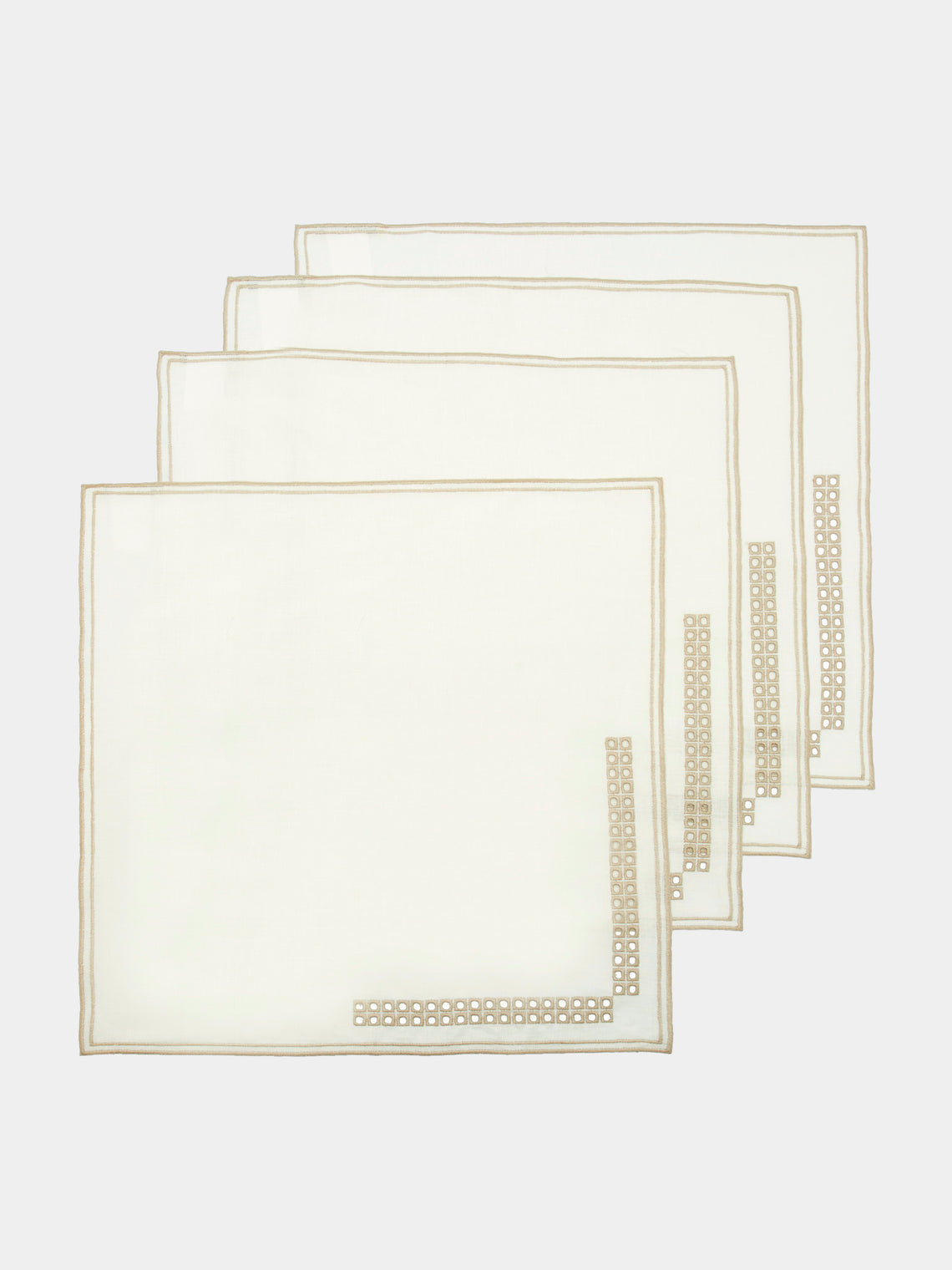 Borgo delle Tovaglie - Eva Embroidered Linen Napkins (Set of 4) - White - ABASK