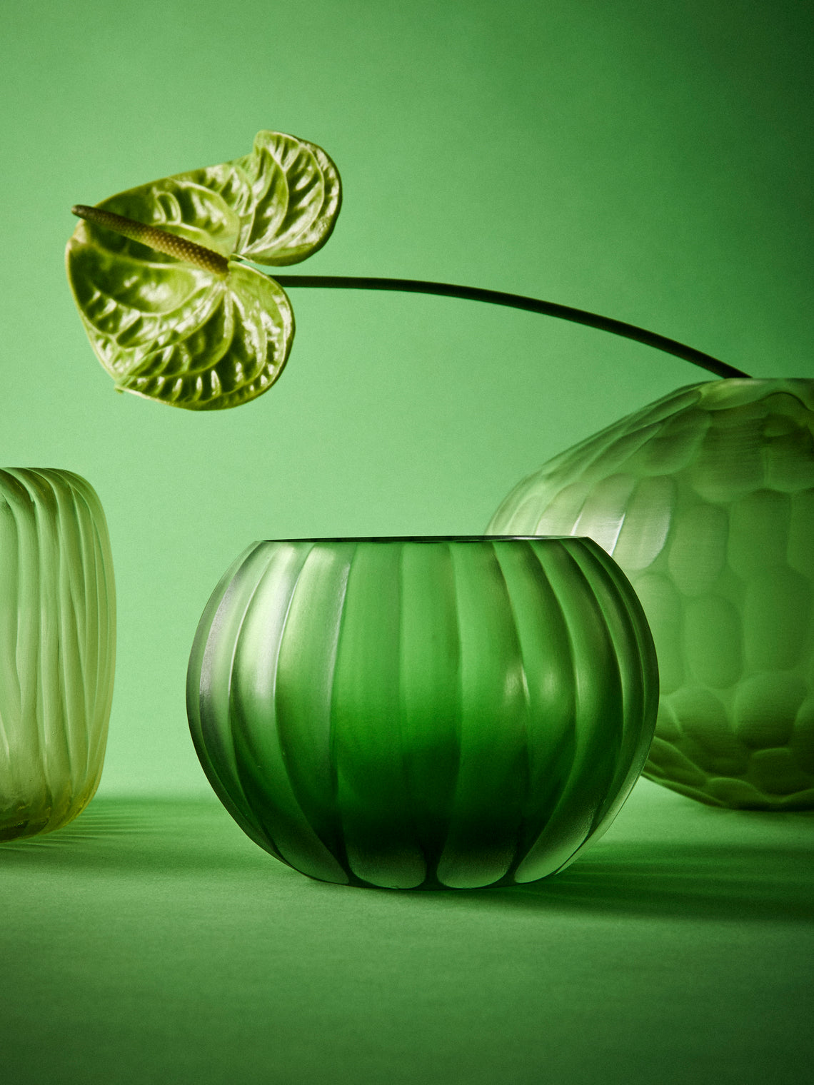 Micheluzzi Glass - Bocia Salvia Coste Hand-Blown Murano Glass Vase (6in/15cm) - Green - ABASK