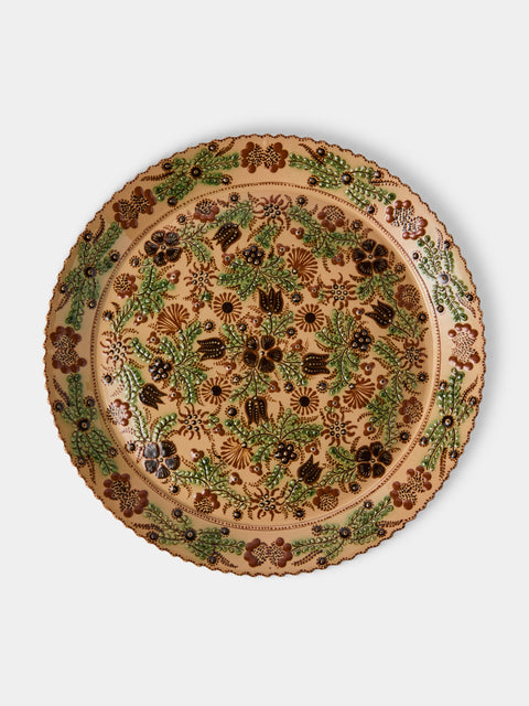 Poterie d’Évires - Flowers Hand-Painted Ceramic Round Platter - Cream - ABASK - 
