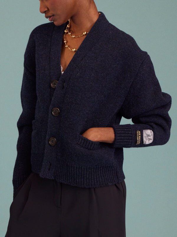 BB Wallace - Wylie Shetland Wool Cardigan | Size: S - Navy - ABASK