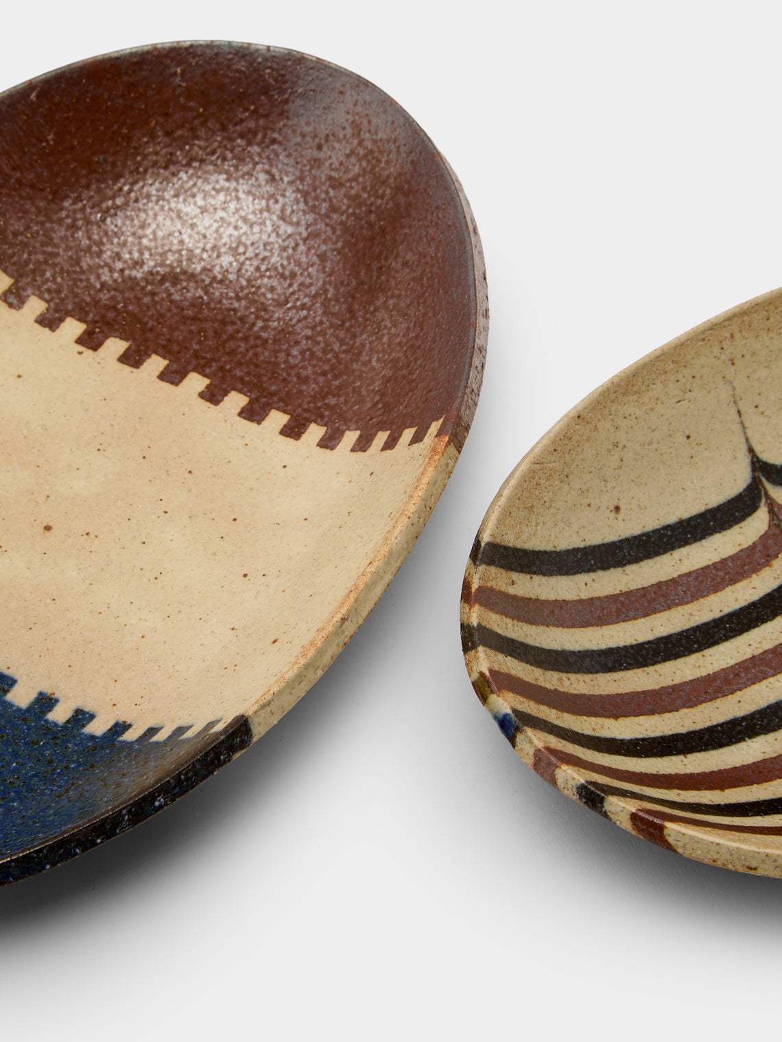 Makidani-gama - No. 1 Nerikomi Ceramic Medium Oval Bowls (Set of 4) - Multiple - ABASK