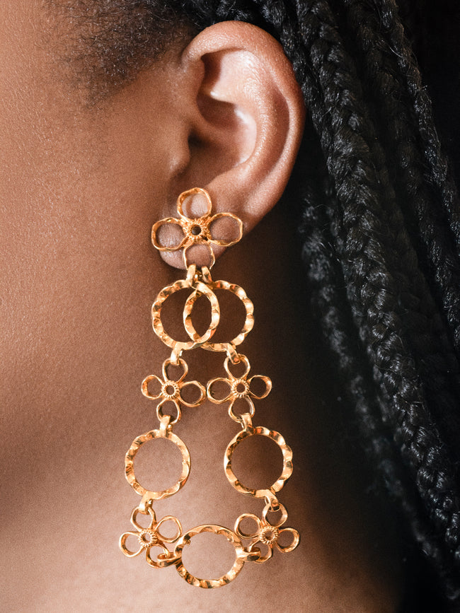 Mahnaz Collection - Vintage 1970s Alexandre Reza 18-Karat Yellow Gold Long Pendant Earrings - Gold - ABASK