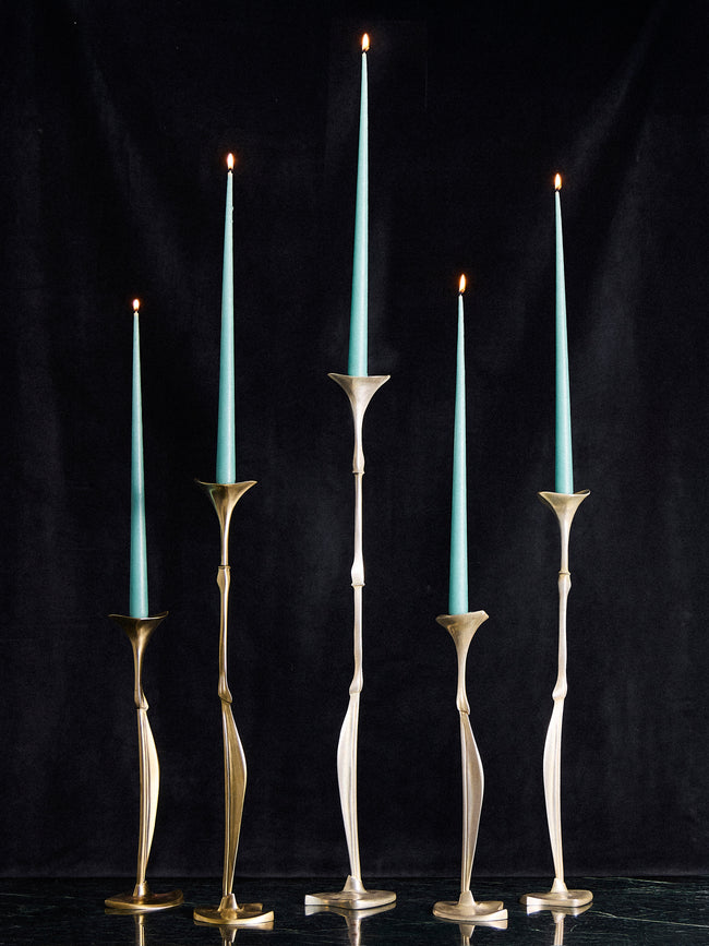 Shaha Raphael - Low Tide Fishbone Hand-Cast Brass Large Candelabra - Silver - ABASK