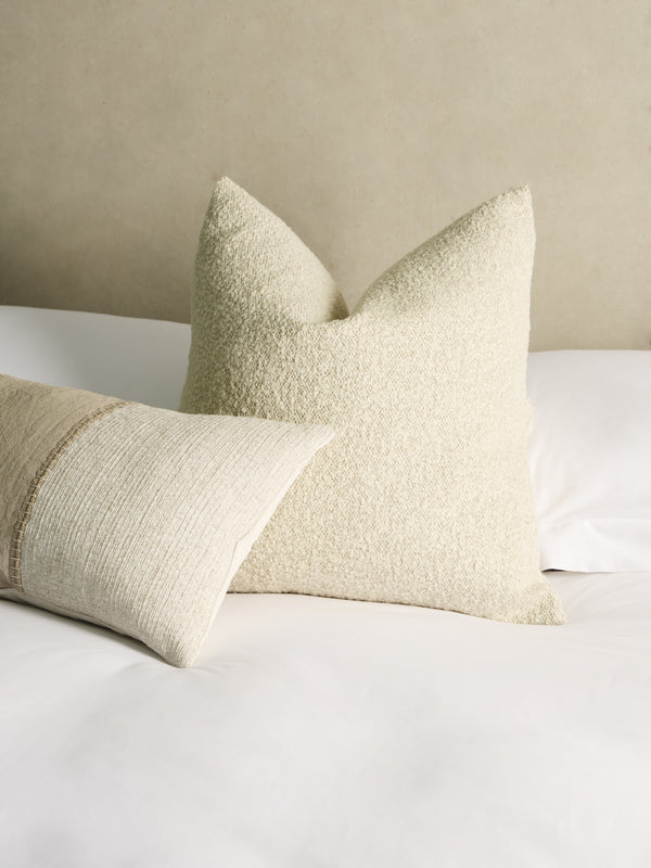 De Le Cuona - Attenborough Wool and Linen Zip-Detail Cushion (21.5in/55cm) - Cream - ABASK