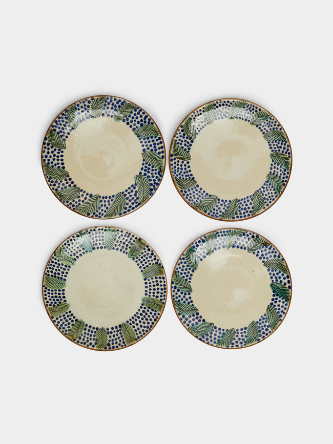 Malaika - Leaves Hand-Painted Dinner Plates (Set of 4) -  - ABASK