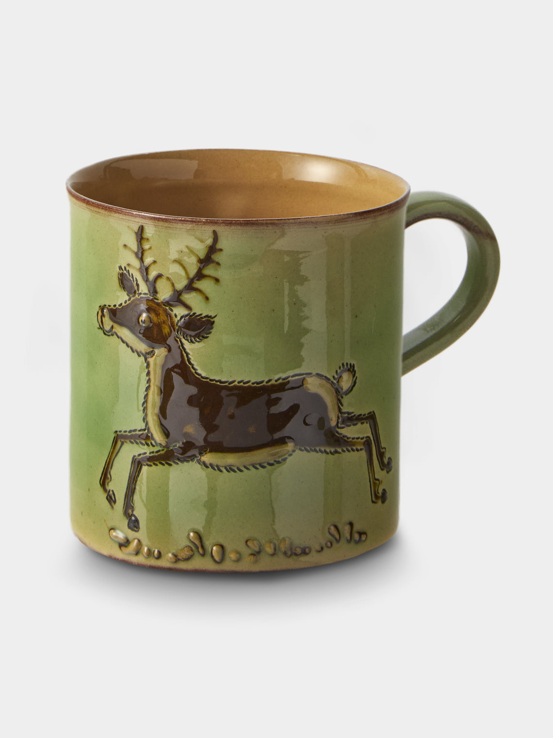 Poterie d’Évires - Animals Hand-Painted Ceramic Mugs (Set of 4) - Green - ABASK