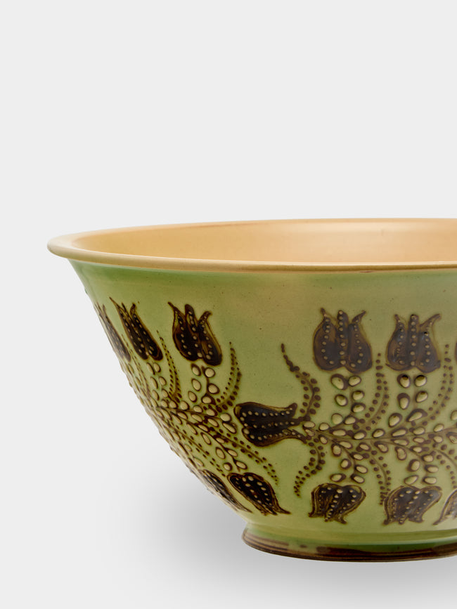 Poterie d’Évires - Flowers Hand-Painted Ceramic Petite Salad Bowl - Green - ABASK