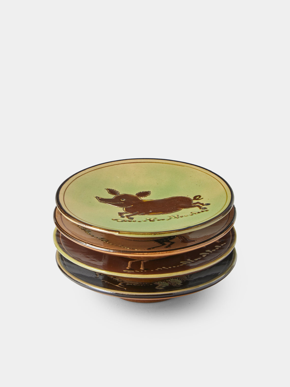 Poterie d’Évires - Animals Hand-Painted Ceramic Plates – 5.5in/14cm (Set of 4) - Multiple - ABASK