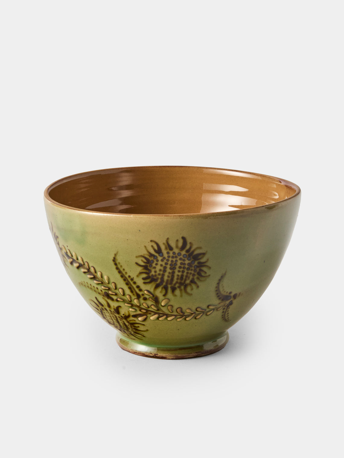 Poterie d’Évires - Flowers Hand-Painted Ceramic Grand Bowls (Set of 4) - Green - ABASK
