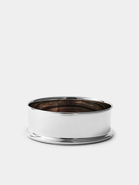 Antique and Vintage - Silver-Plated and Wood Bottle Coaster - Silver - ABASK - 