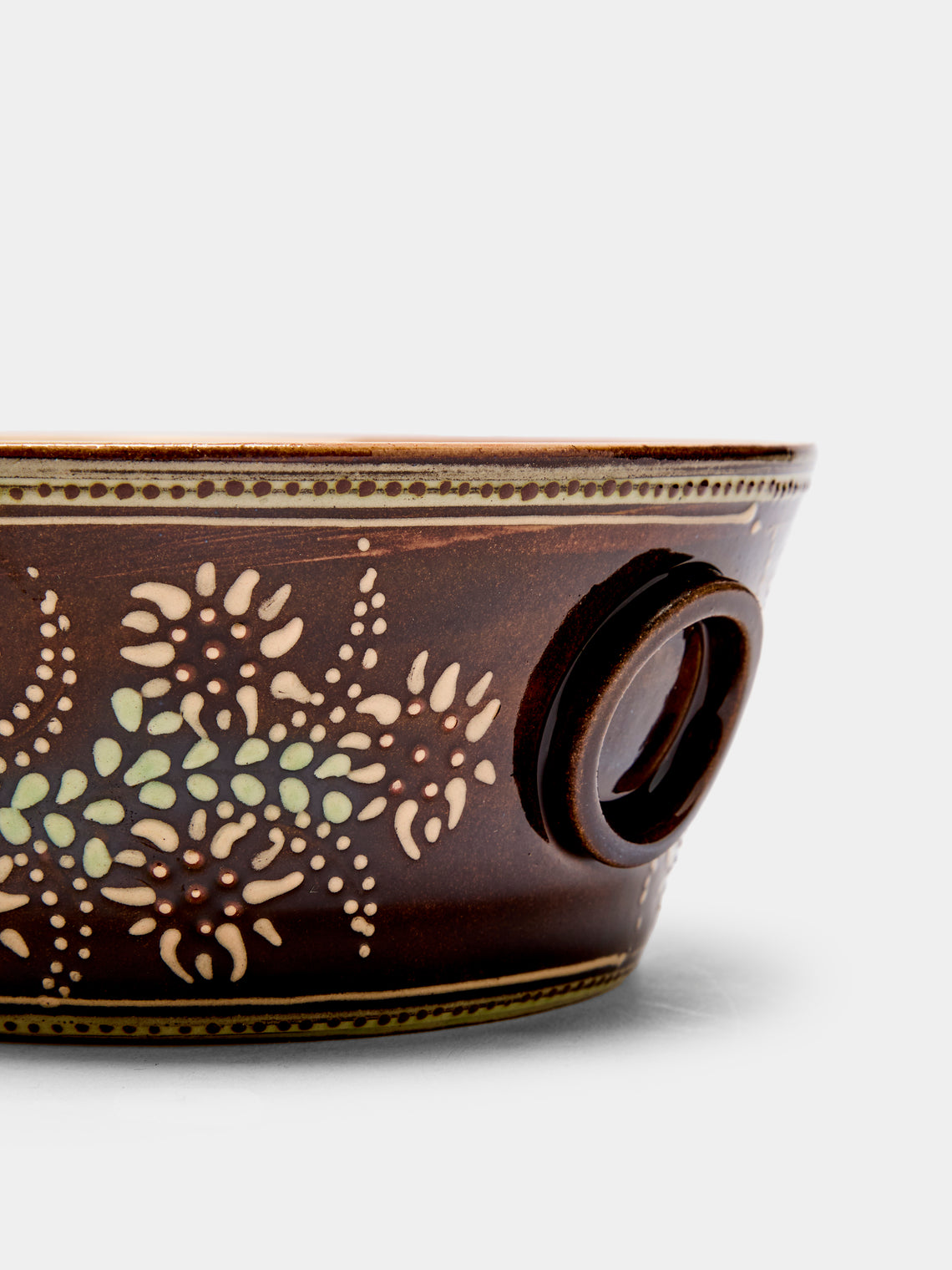 Poterie d’Évires - Flowers Hand-Painted Ceramic Small Handled Serving Bowl -  - ABASK