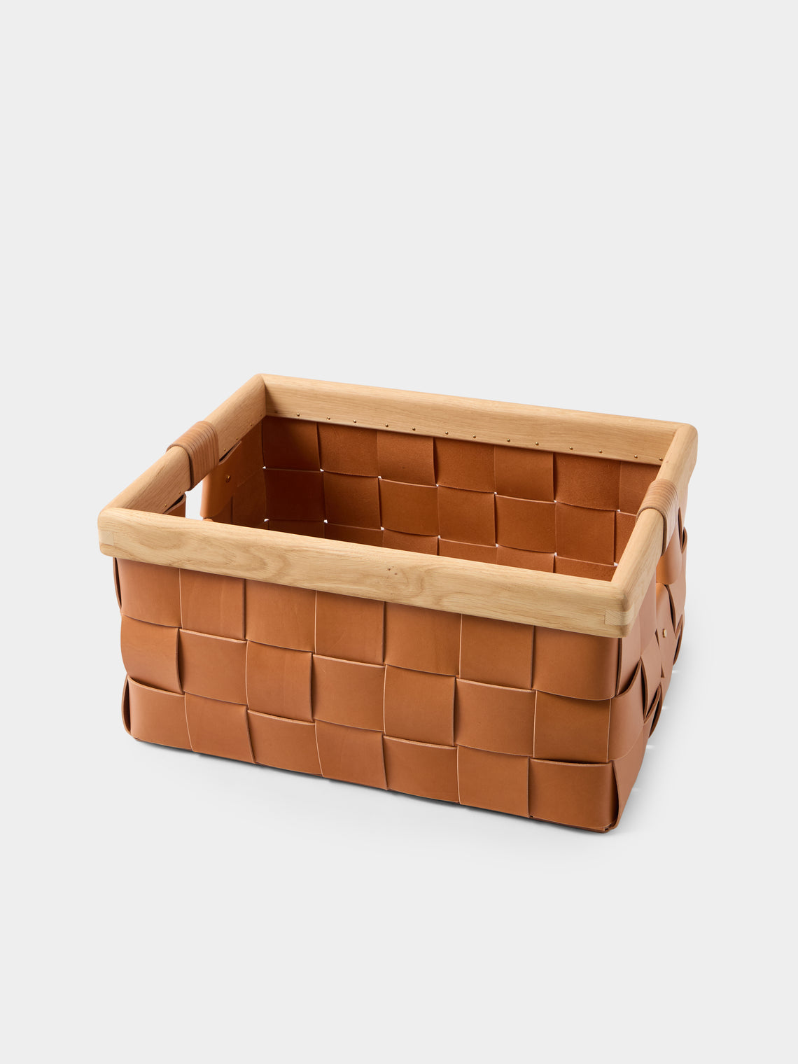 Otzi Studio - Seron Woven Leather Low Basket - Tan - ABASK
