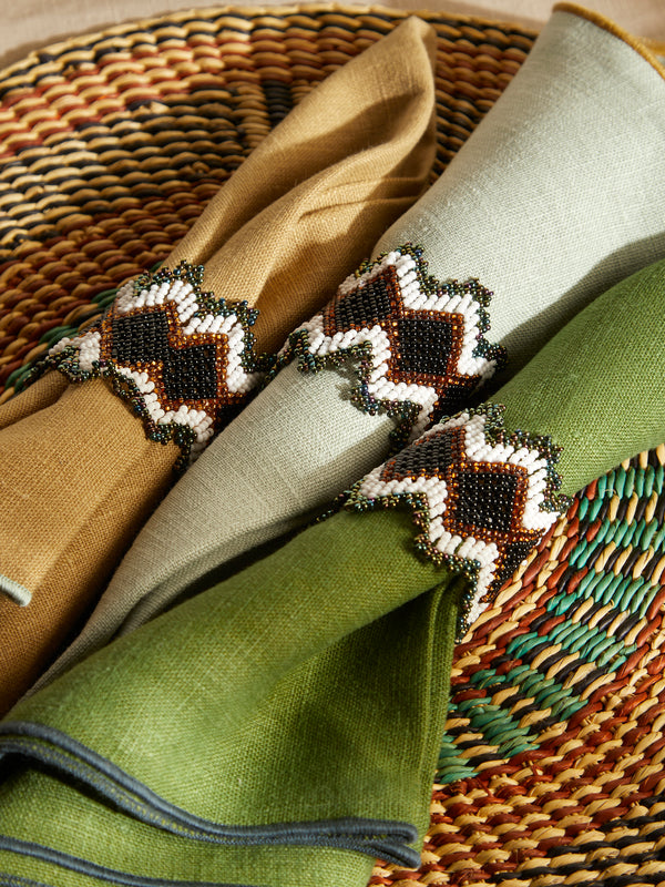 CasaLatina - Beaded Napkin Rings (Set of 4) - Green - ABASK