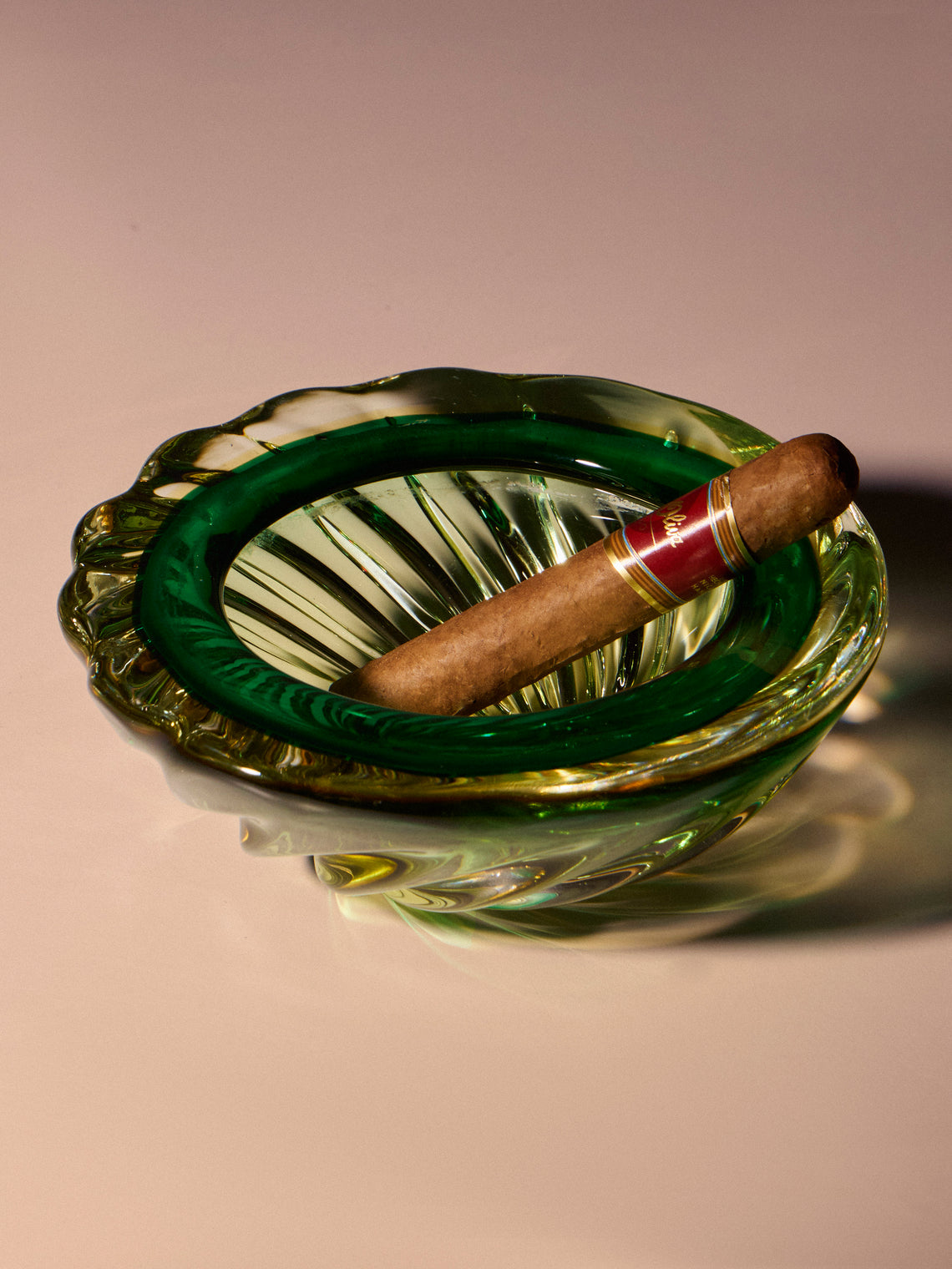 Antique and Vintage - 1950s Ercole Barovier Murano Glass Ashtray - Green - ABASK