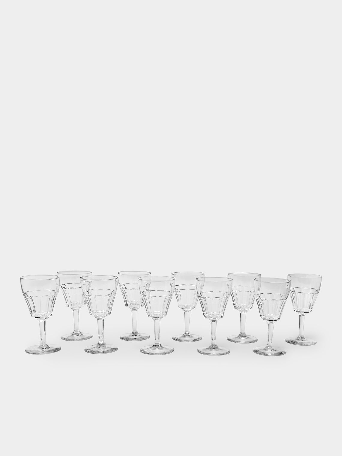Antique and Vintage - 1950s Val Saint Lambert Cut Crystal Wine Goblets (Set of 10) -  - ABASK