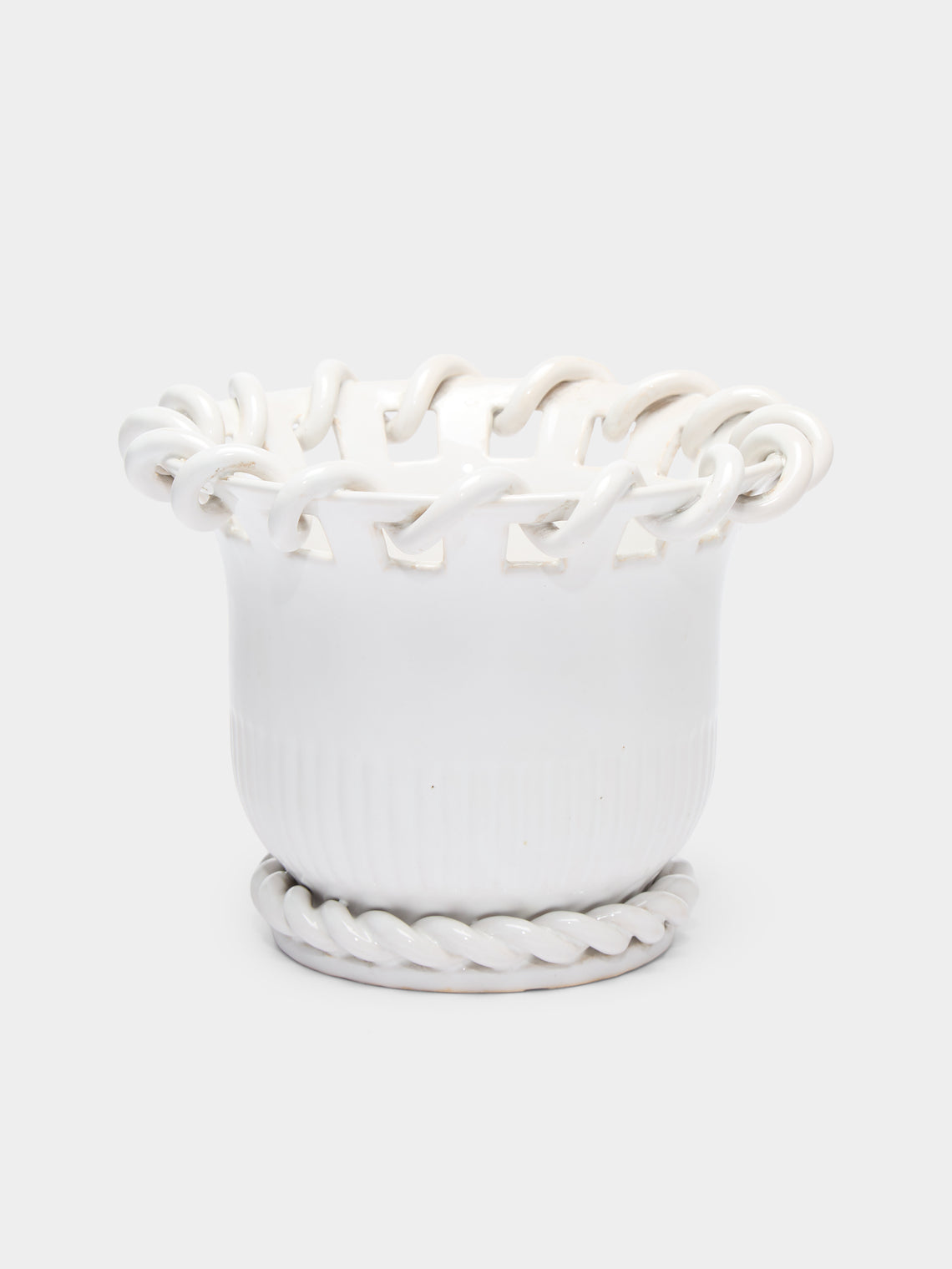 Antique and Vintage - 1920s Émile Tessier Ceramic Vase (9in/22.5cm) - White - ABASK - 