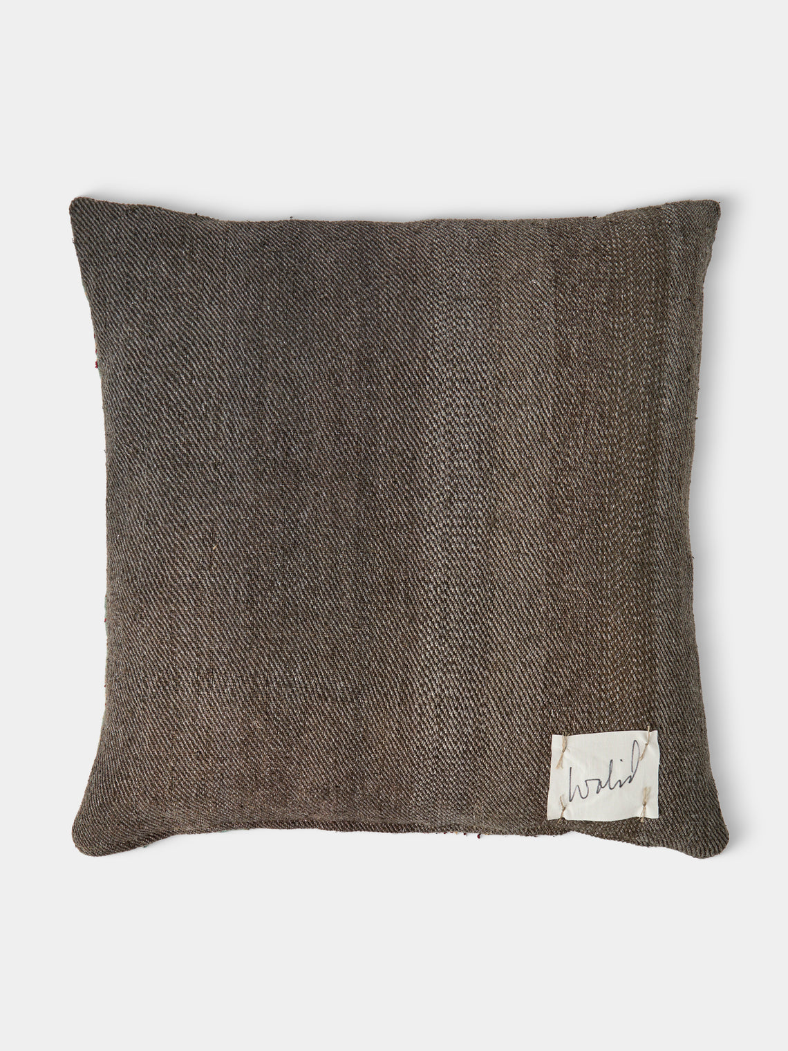 By Walid - 19th-Century English Needlepoint Wool and Linen Cushion (17.5in/45cm) - Blue - ABASK