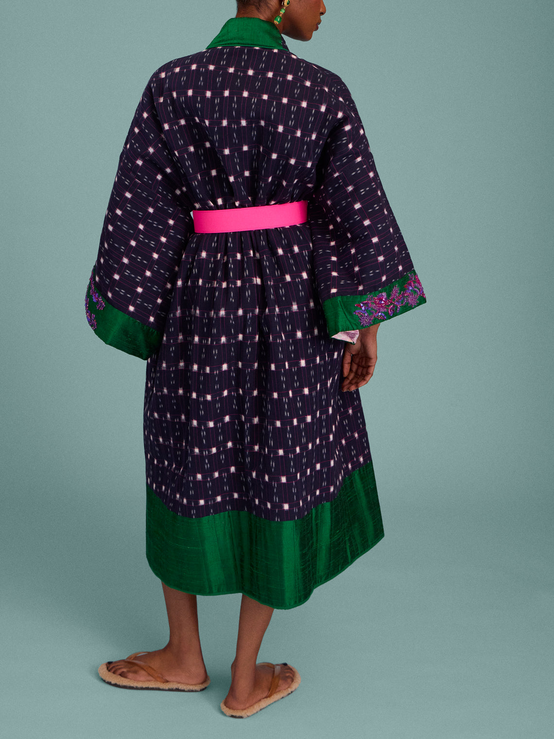 Nazzy Beglari - Hand-Loomed Ikat Cotton Reversible Chapan-Style Robe | One Size - Multiple - ABASK