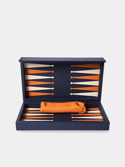 Belotier - Leather Booklet Backgammon Set - Navy - ABASK - 