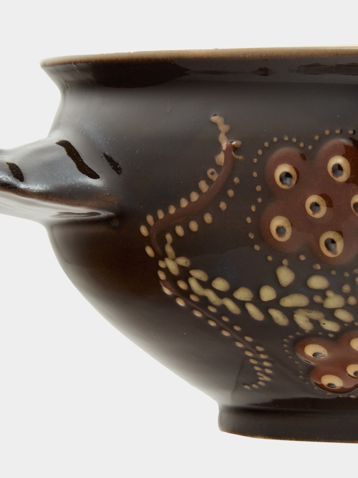 Poterie d’Évires - Flowers Hand-Painted Ceramic Soup Bowls (Set of 4) - Dark brown - ABASK