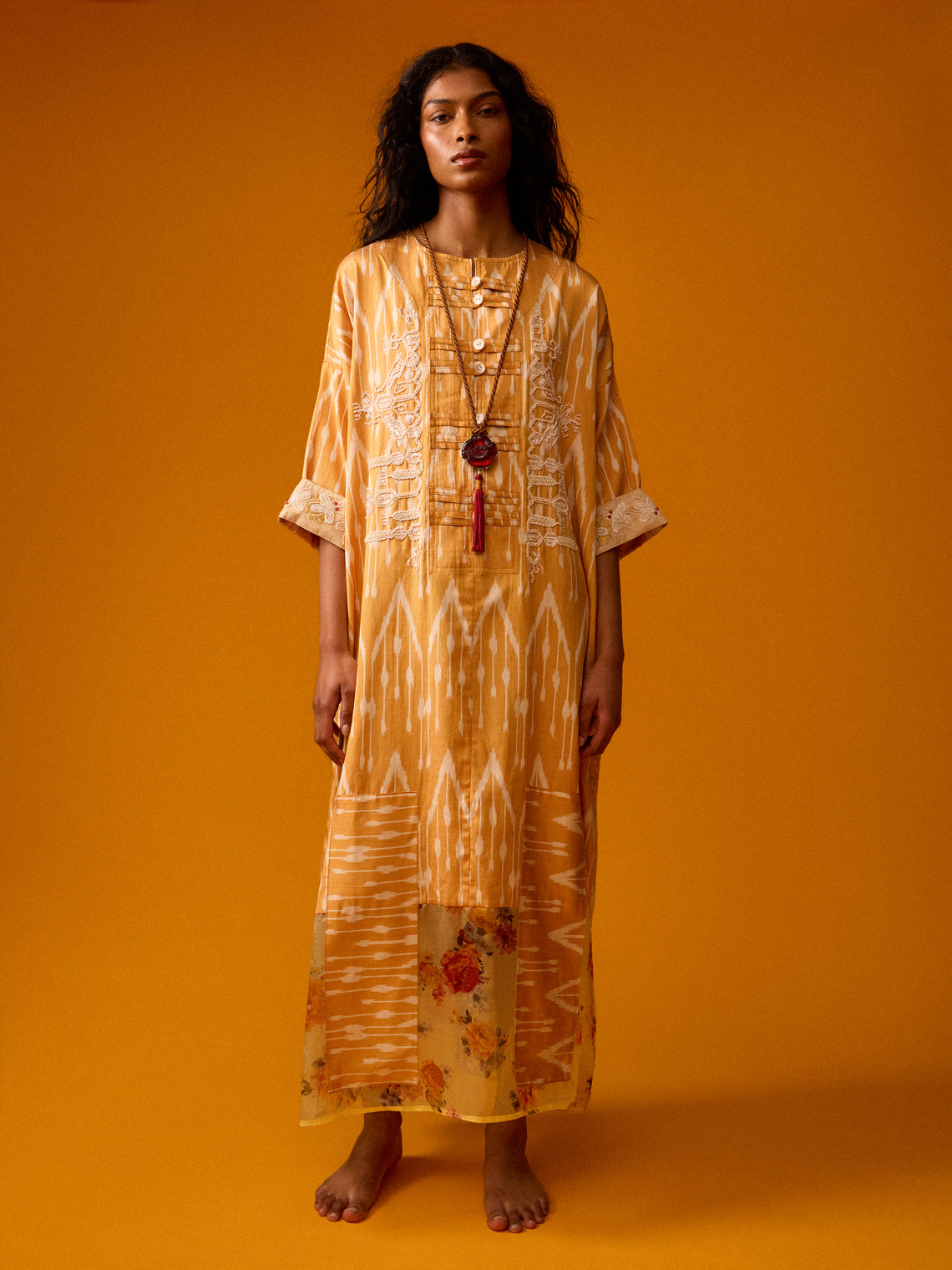 Nazzy Beglari - Women's Hand-Loomed Ikat Silk and Cotton Dress | One Size - Multiple - ABASK