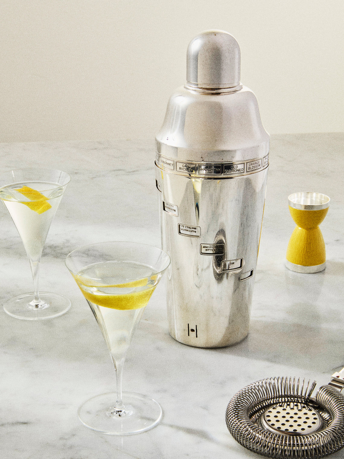 Antique and Vintage - Mid-Century Silver-Plated Recipe Cocktail Shaker - Silver - ABASK