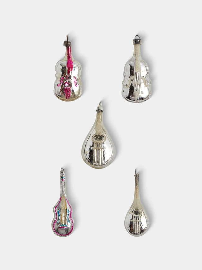 Antique and Vintage - Early-20th-Century Musical Instruments Glass Baubles (Set of 5) - Silver - ABASK - 