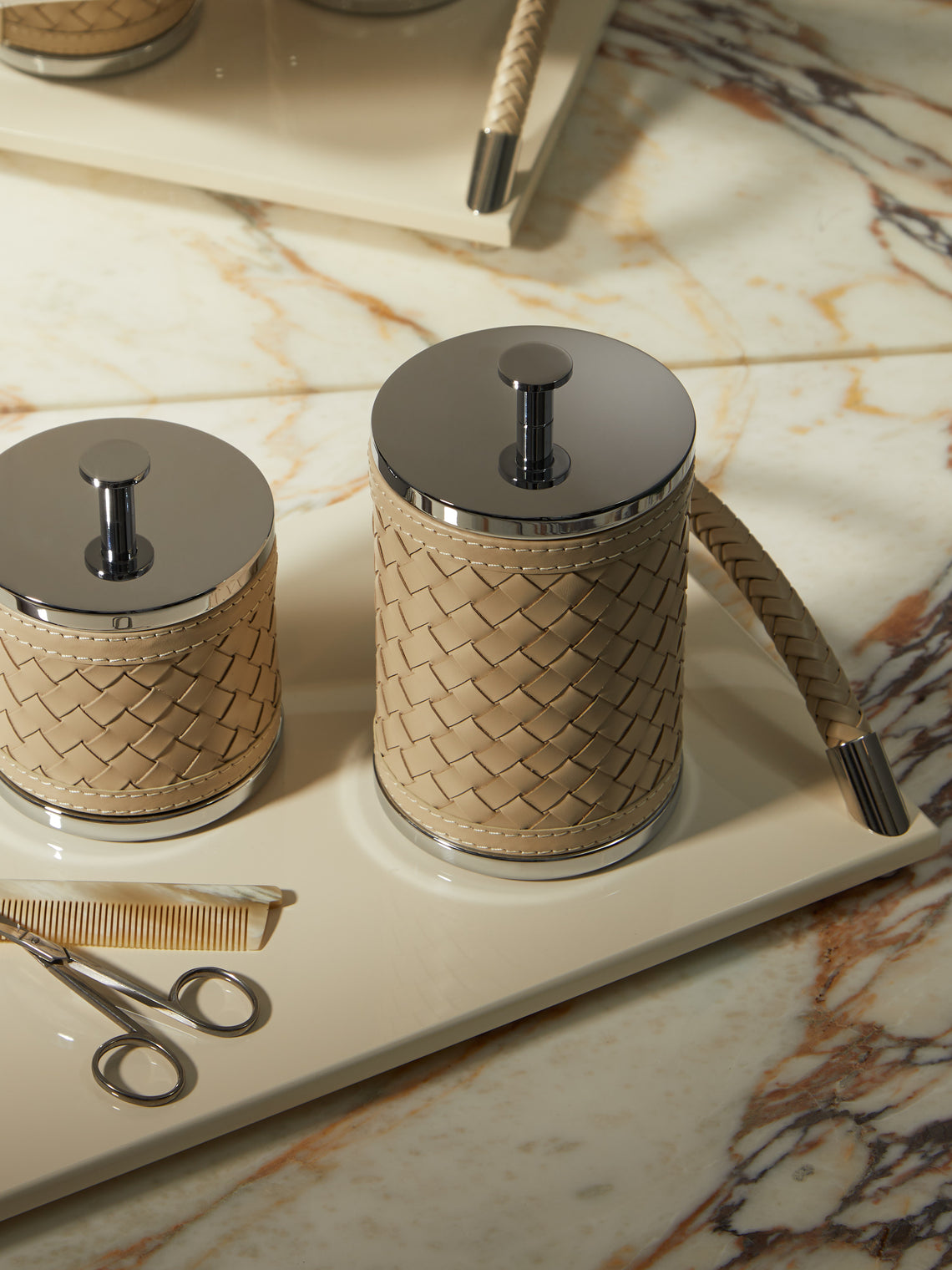 Riviere - Woven Leather Lidded Box -  - ABASK