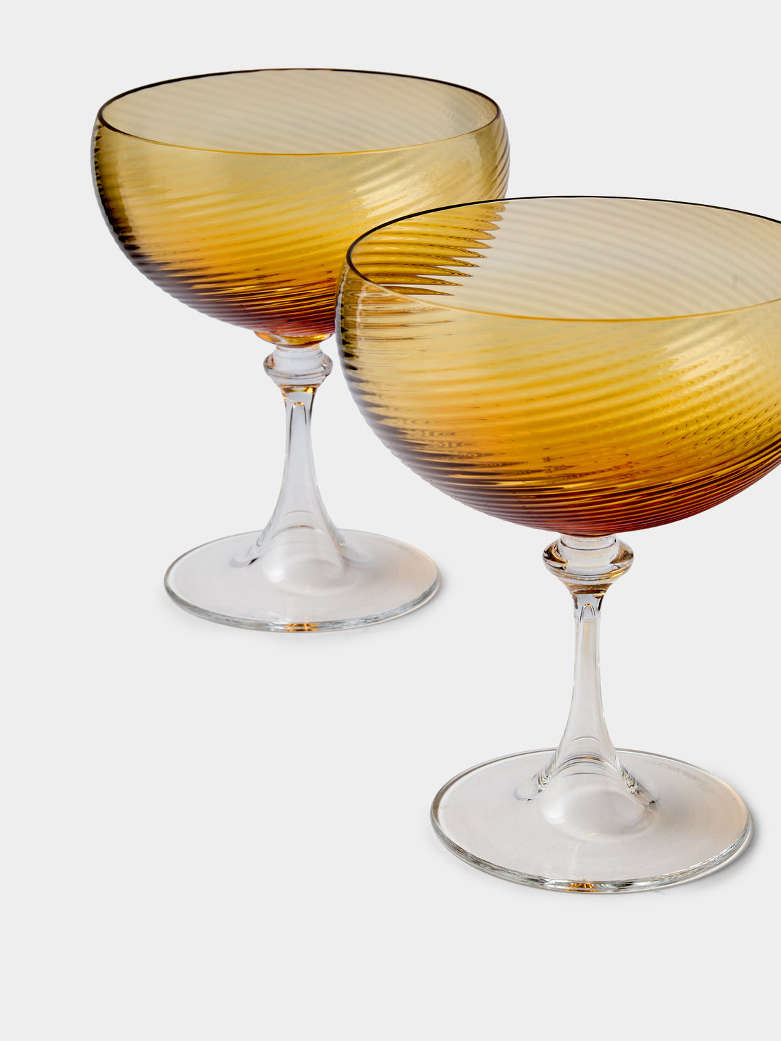 NasonMoretti - | Set of 6 | Twisted Soraya Hand-Blown Murano Glass Champagne Coupes - Yellow - ABASK