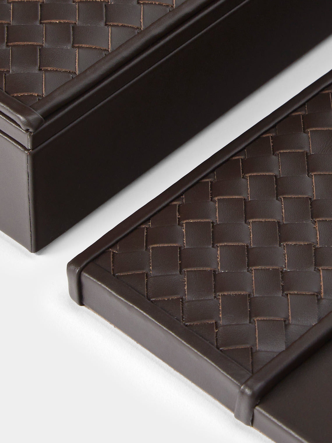 Riviere - Woven Leather Desk Set - Brown - ABASK