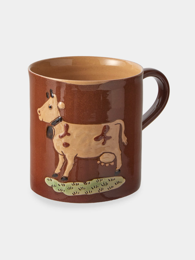 Poterie d’Évires - Animals Hand-Painted Ceramic Mugs (Set of 4) - Light Brown - ABASK