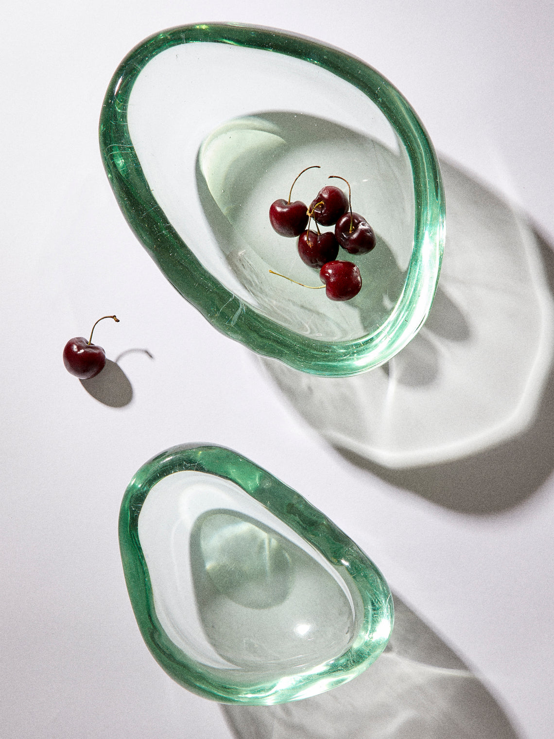 Antique and Vintage - | Set of 2 | 1945 Flavio Poli for Seguso Vetri d'Arte Glass Shell Dishes - Green - ABASK