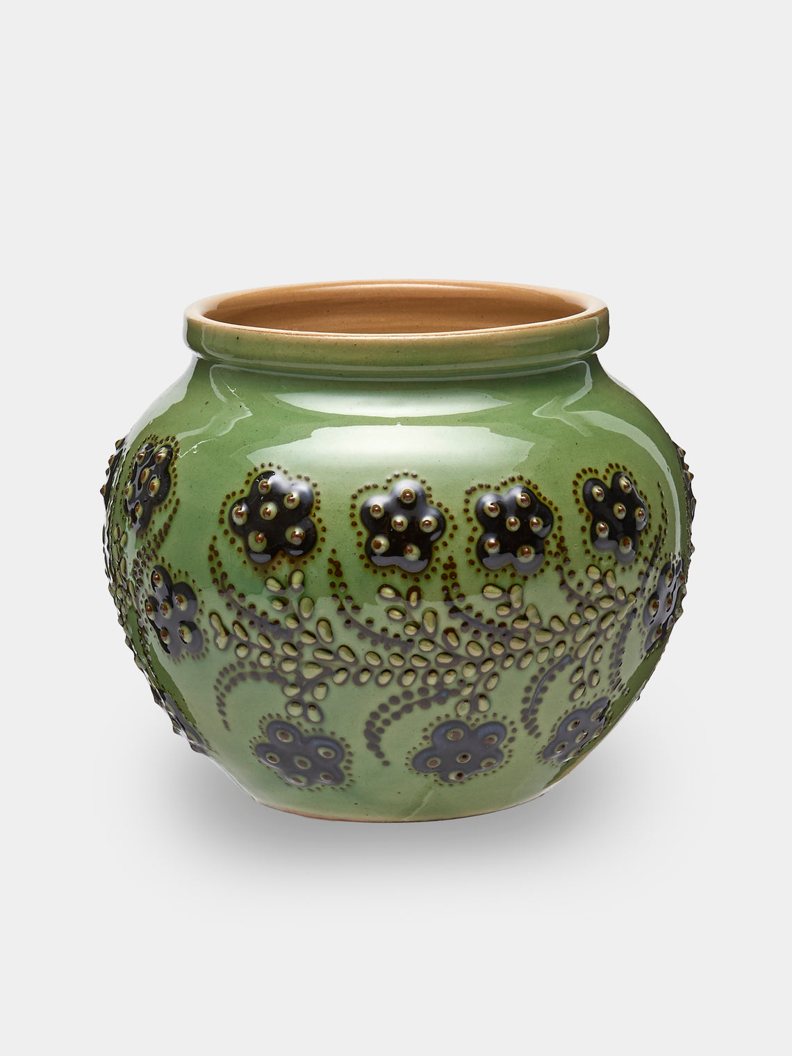 Poterie d’Évires - Flowers Hand-Painted Ceramic Vase (5in/13cm) - Green - ABASK - 