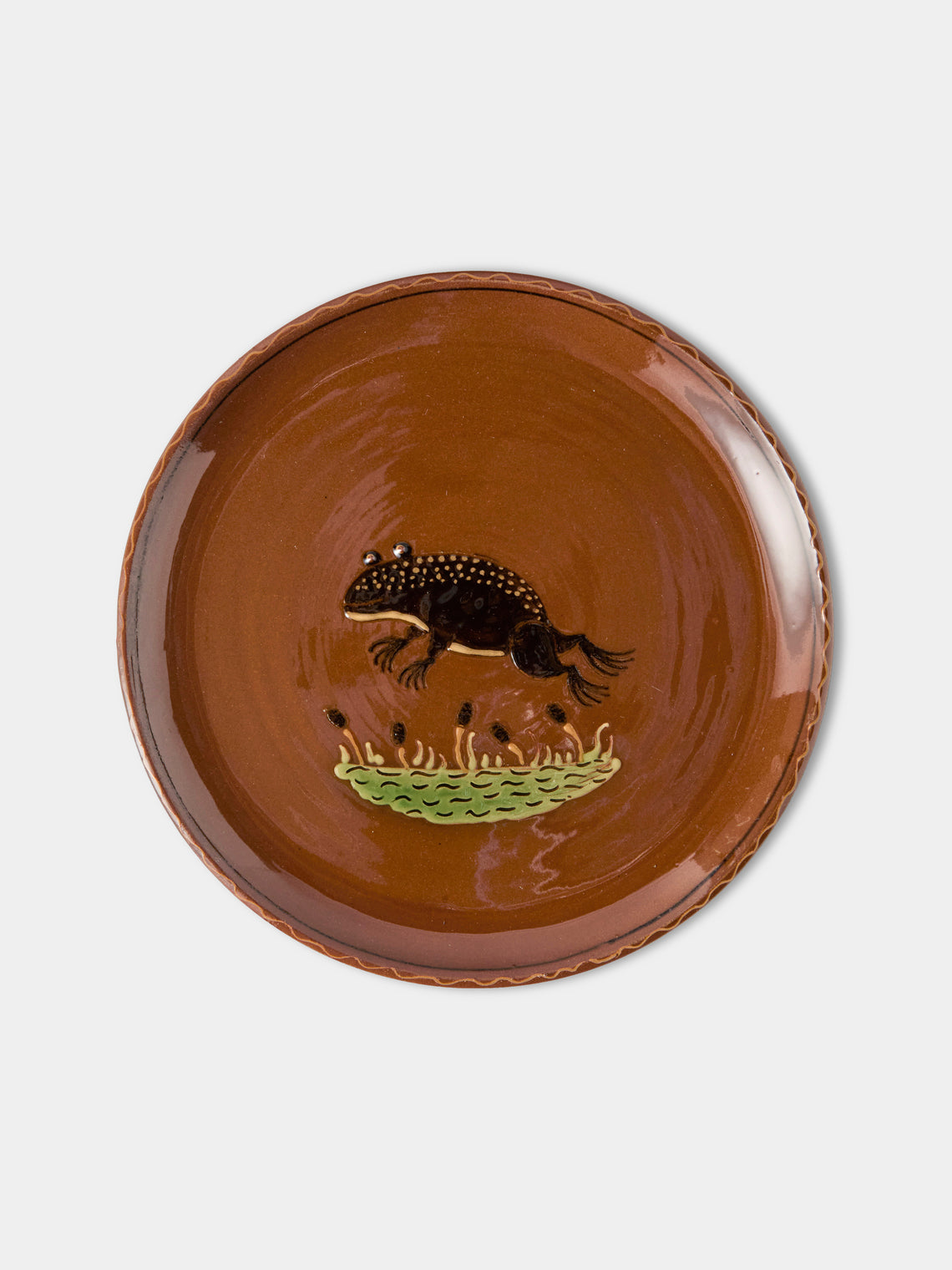 Poterie d’Évires - Animals Hand-Painted Ceramic Dinner Plates – 9.5in/24cm (Set of 4) - Light Brown - ABASK
