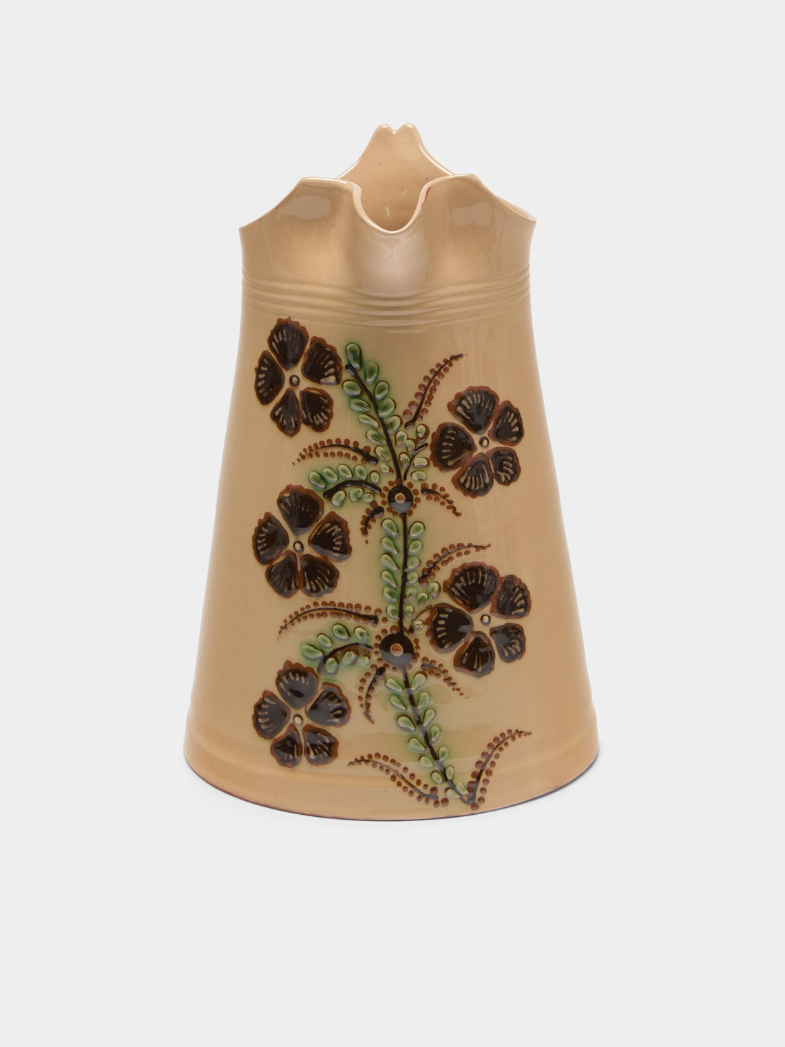 Poterie d’Évires - Rabbits Hand-Painted Ceramic Large Milk Jug - Cream - ABASK