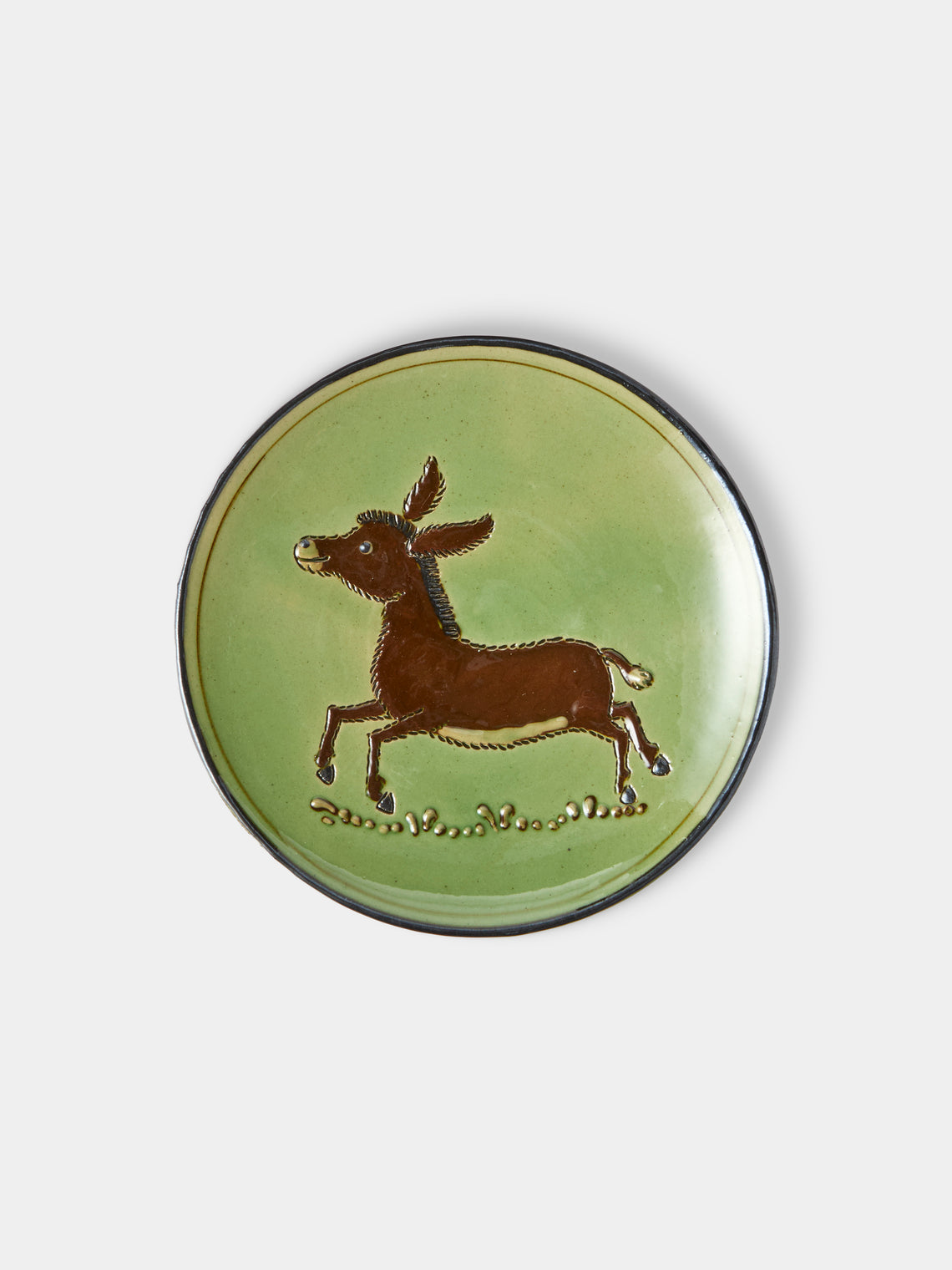 Poterie d’Évires - Animals Hand-Painted Ceramic Plates – 5.5in/14cm (Set of 4) - Green - ABASK