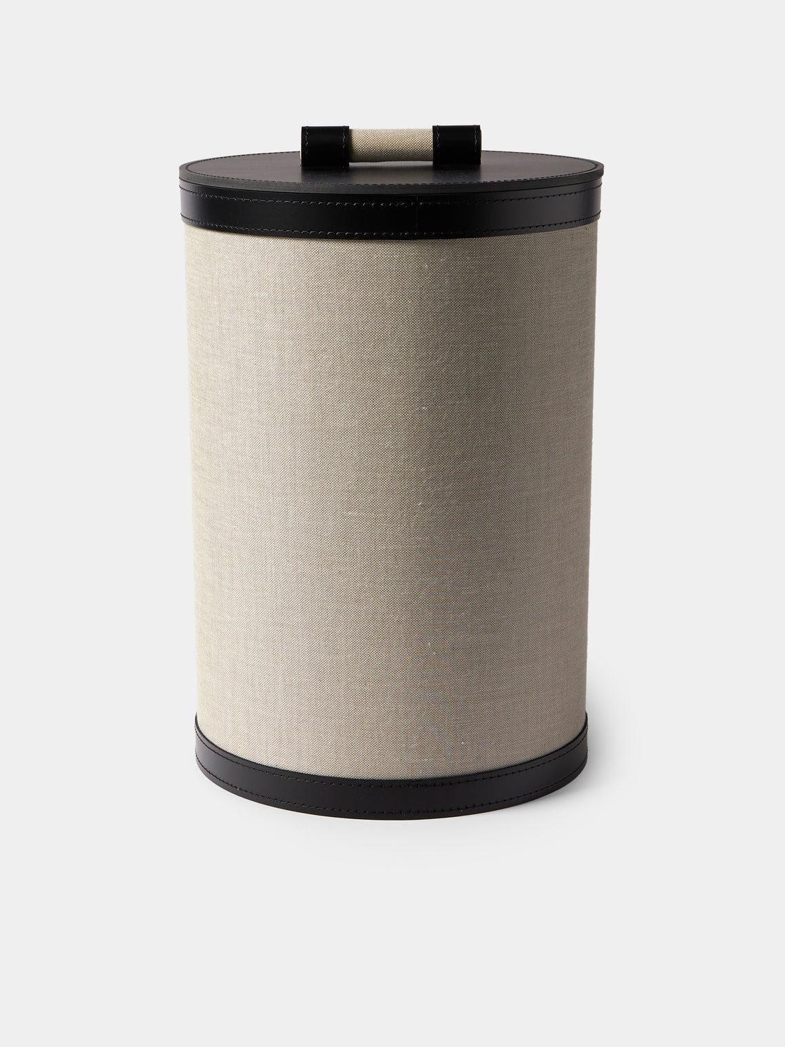 Pinetti - Penelope Leather Lidded Wastepaper Basket - Black - ABASK - 