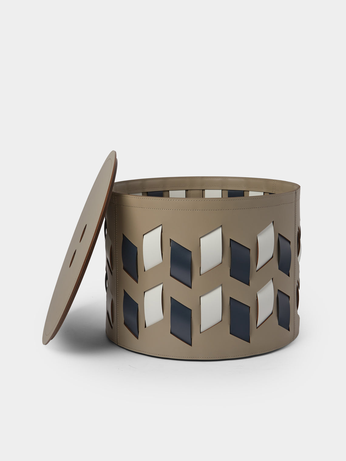 RUDI - Cancun No. 09 Leather Round Basket - Multiple - ABASK