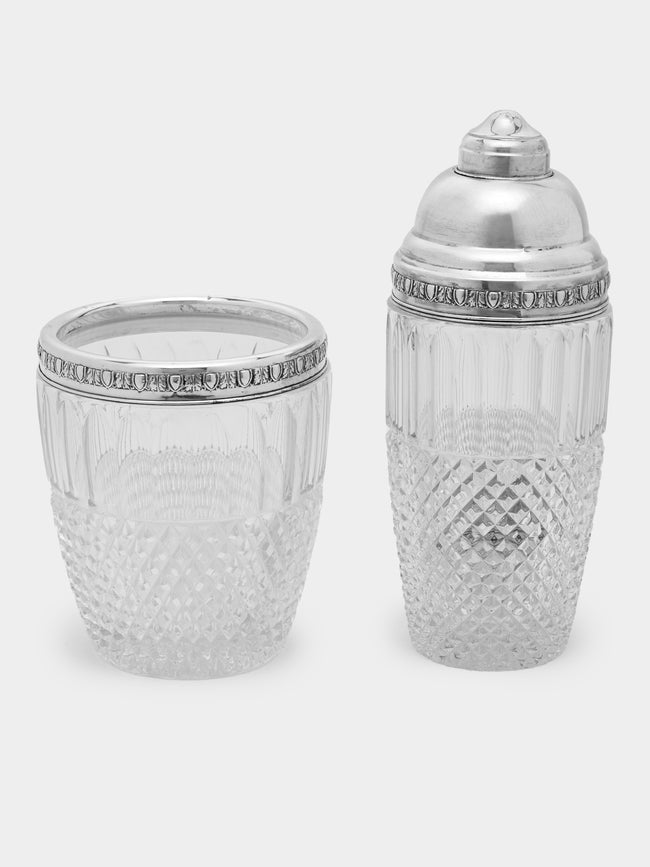 Antique and Vintage - 1930s Solid Silver and Crystal Cocktail Shaker and Ice Bucket Set -  - ABASK - 