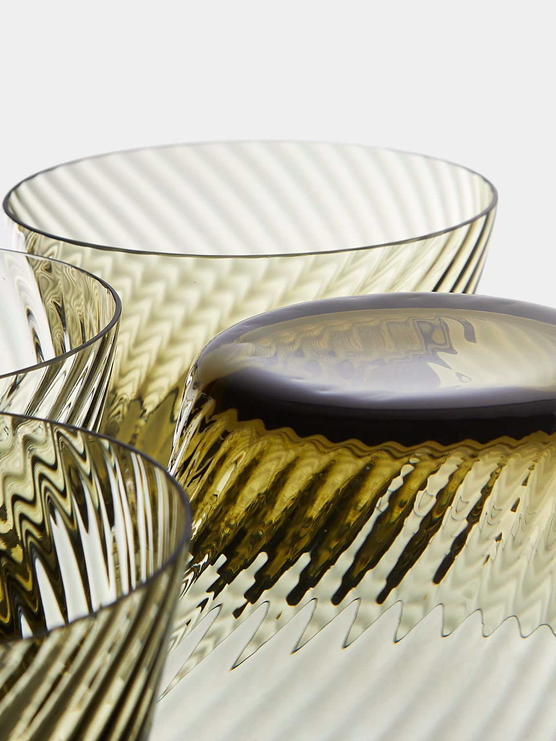 Mun Deluxe Brand Venezia - Torsé Hand-Blown Glass Dessert Bowls (Set of 6) - Green - ABASK