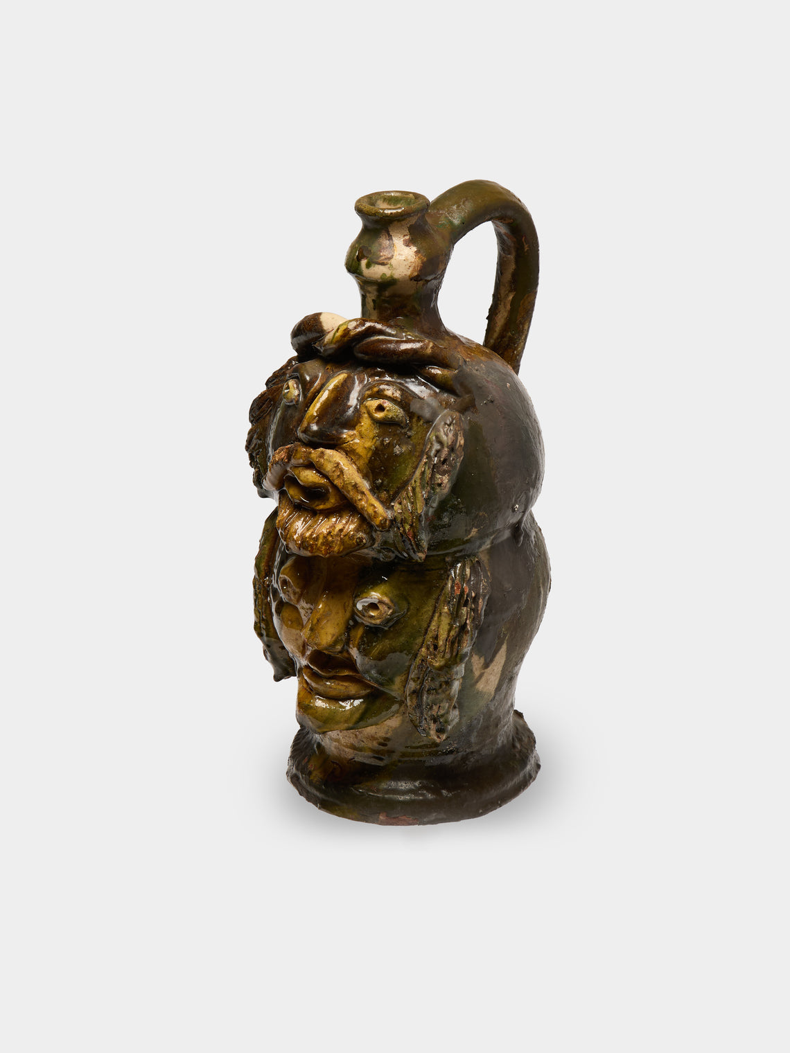 Antique and Vintage - 1990s Condurso Face Ceramic Vessel (13.5in/35cm) - Yellow - ABASK