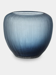 Micheluzzi Glass - Goccia Oceano Millerighe Hand-Blown Murano Glass Vase (8in/20cm) - Blue - ABASK - 