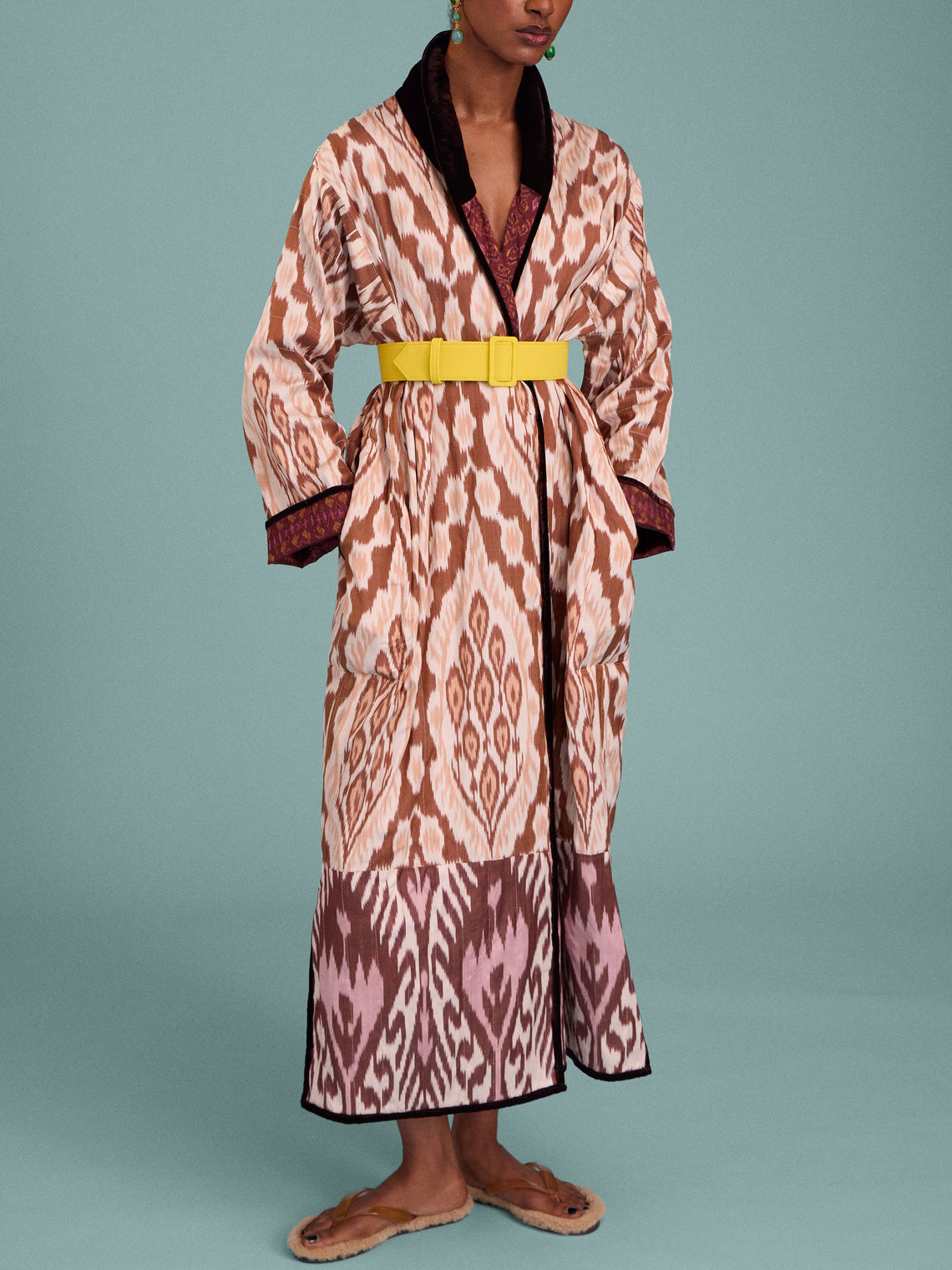 Nazzy Beglari - Hand-Loomed Ikat Cotton Reversible Chapan-Style Robe | One Size - Multiple - ABASK