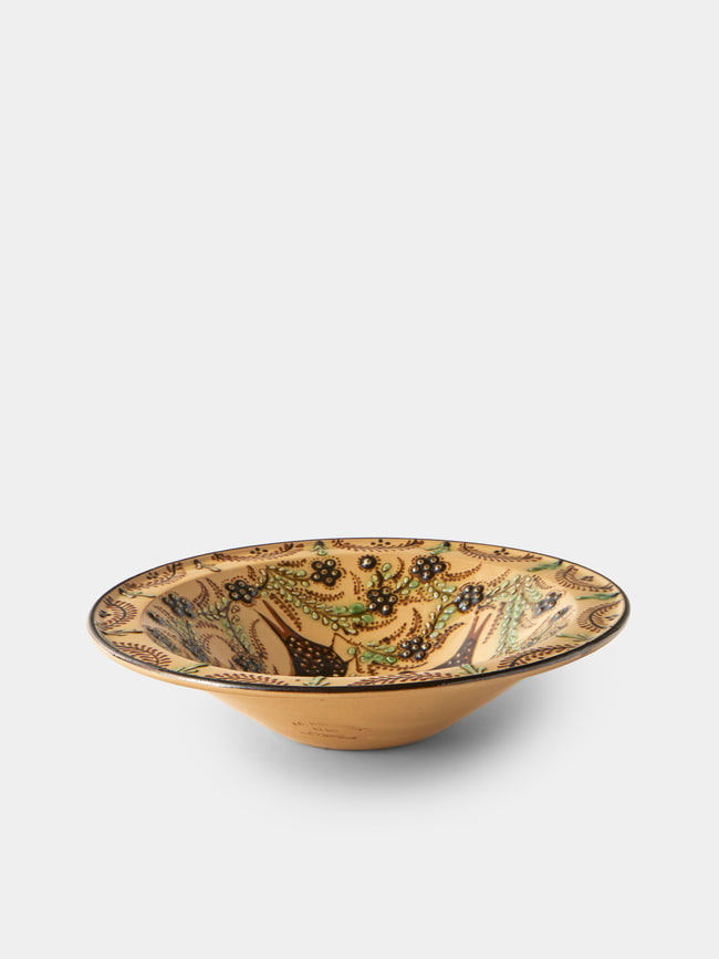Poterie d’Évires - Birds and Flowers Hand-Painted Ceramic Small Serving Bowl - Cream - ABASK - 
