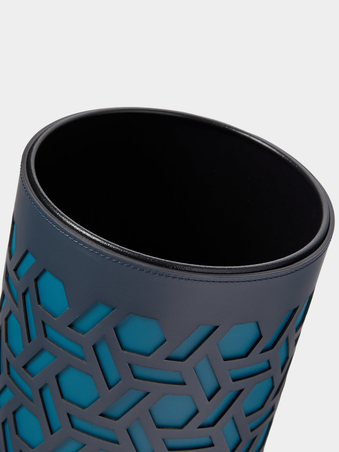 RUDI - Bino Leather Wastepaper Bin - Blue - ABASK