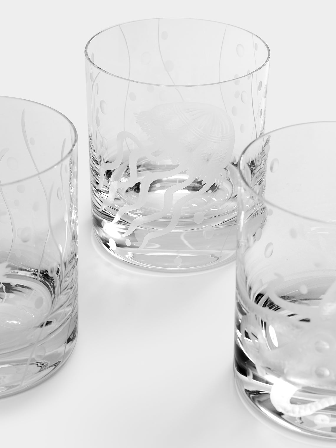 Artel - Sea Life Hand-Engraved Crystal Double Old Fashioned Glasses (Set of 6) -  - ABASK
