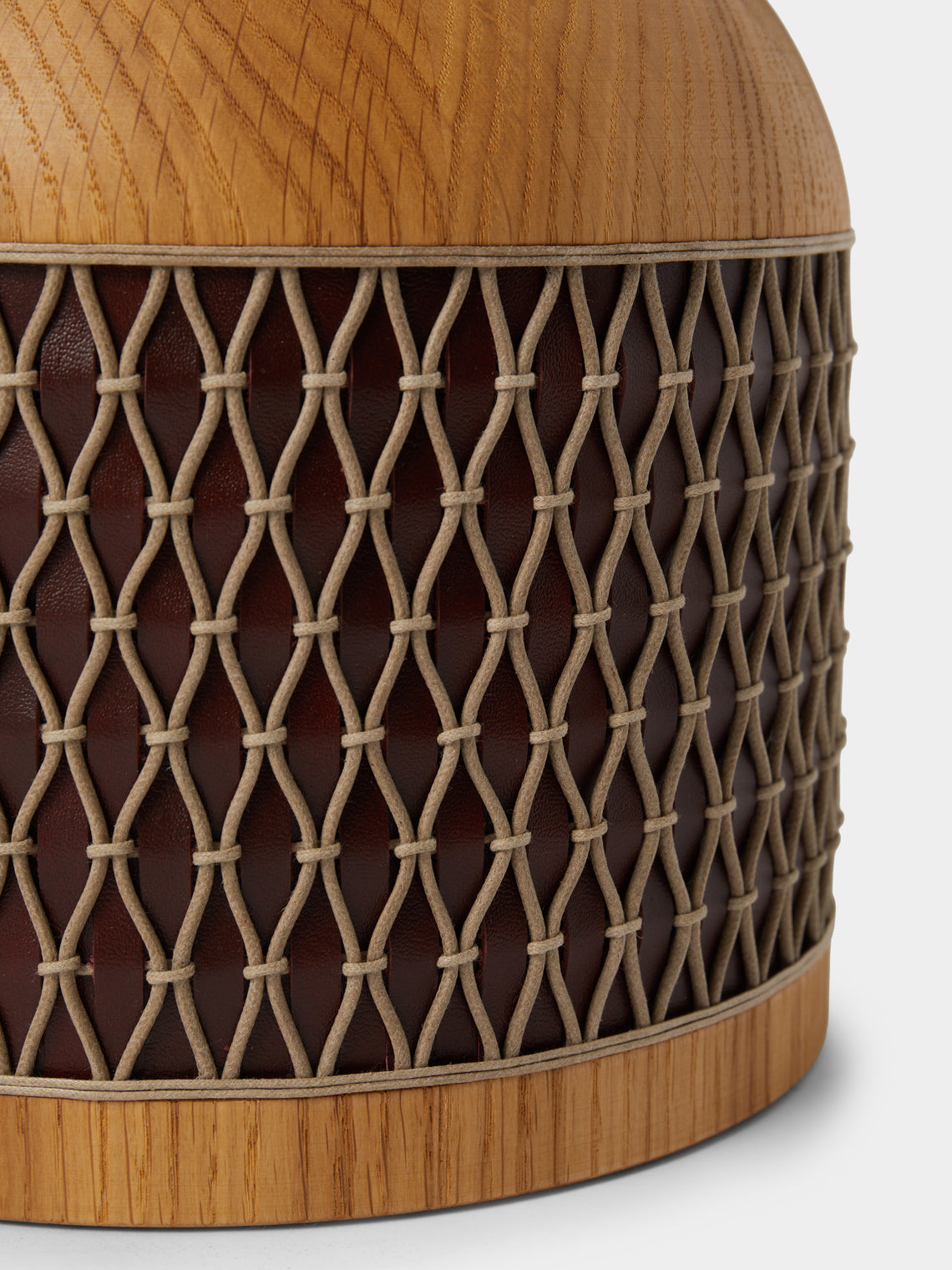 Aimee Betts - Ricasso Barrel Oak and Leather Short Table Lamp - Brown - ABASK