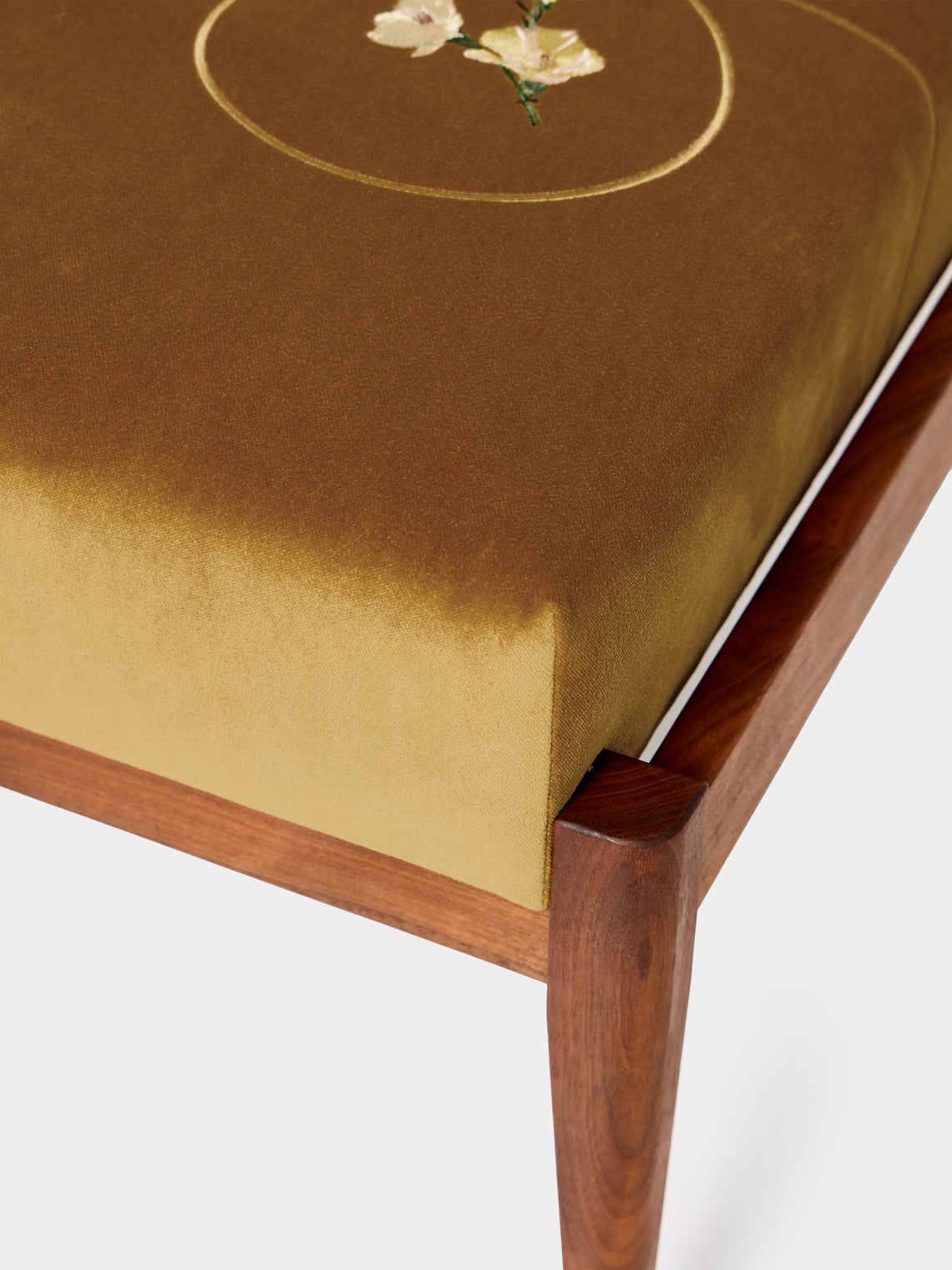 Uncommon Ancestor - Golden Girl Embroidered Velvet Rectangular Footstool - Orange - ABASK