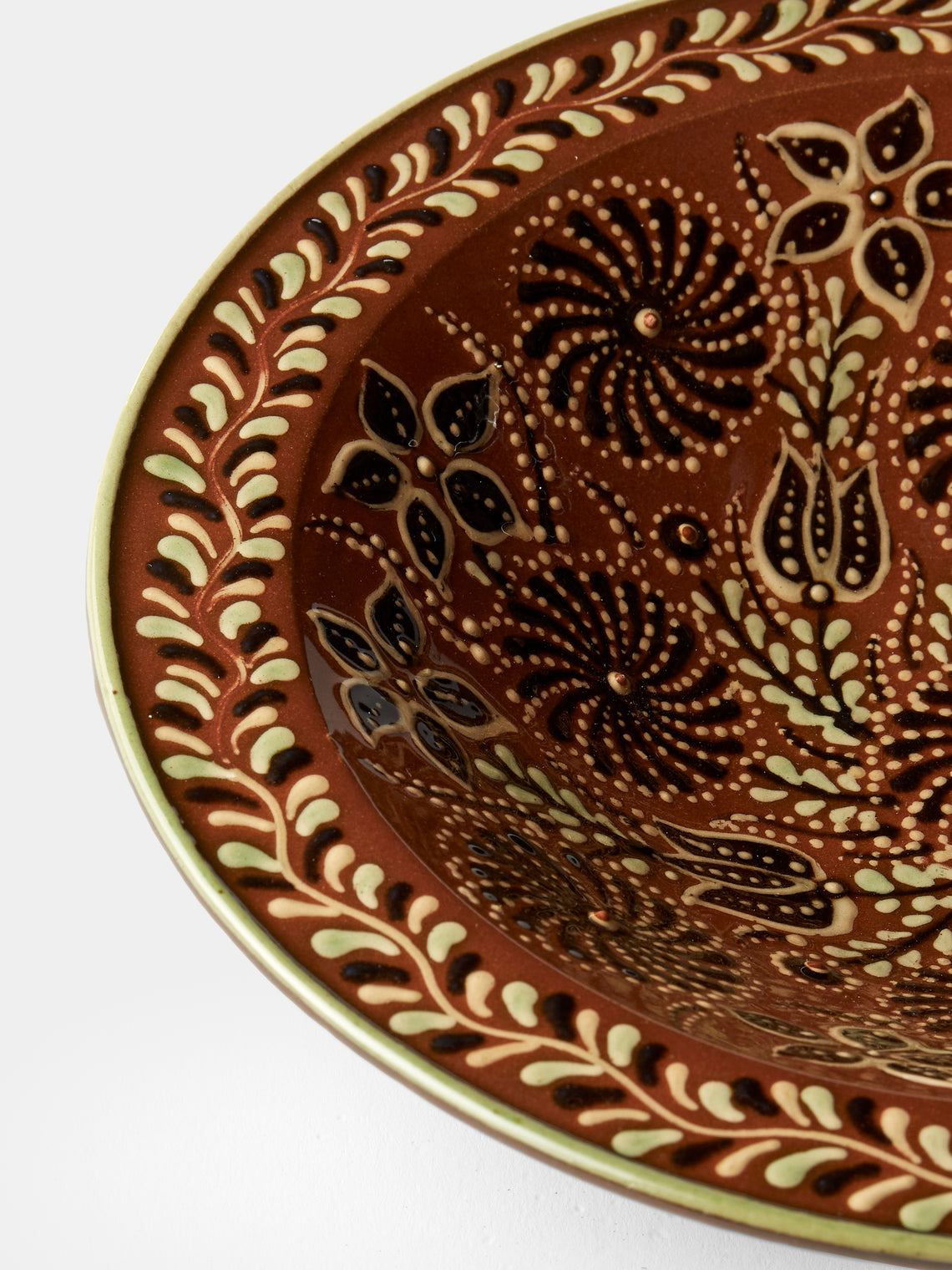 Poterie d’Évires - Flowers Hand-Painted Ceramic Serving Bowl - Light brown - ABASK